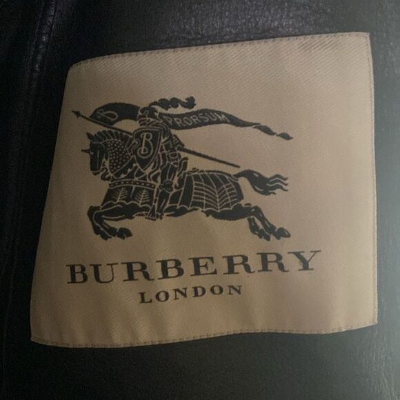 Vintage EUC Burberry London Lambskin Black Leather Biker Jacket Mink Top Collar - Picture 16 of 17